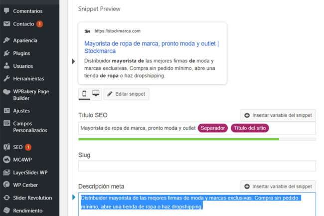 descripcion home seo